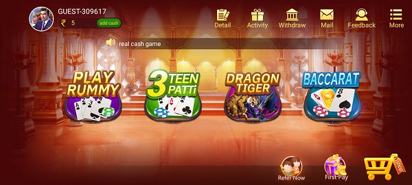 Available Game IN Teen Patti 365 Real Cash